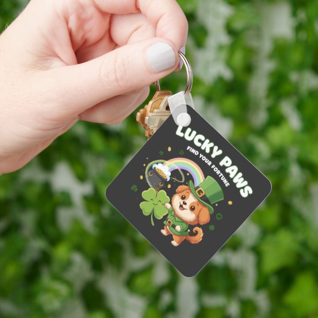  "Lucky Paws St. Patrick's Day Puppy" Key Ring (Hand)