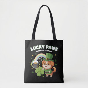 "Lucky Paws St. Patrick's Day Puppy" Tote Bag
