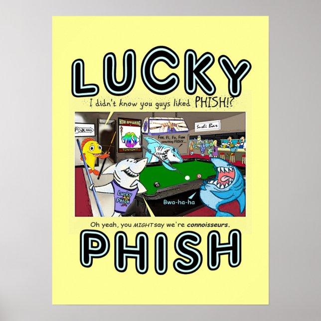 Lucky Phish - Sharks Playing Pool Poster (Front)