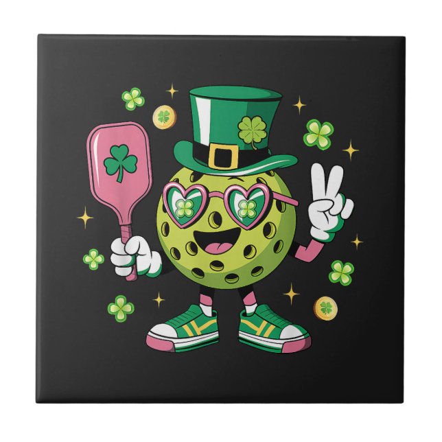 Lucky Pickleball Hat Irish Shamrock Tile (Front)