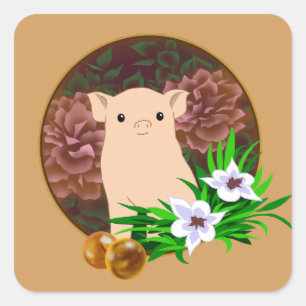 Lucky Pig Square Sticker