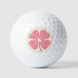 Lucky Pink Clover with Monogram  Golf Balls