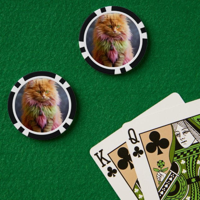 Lucky Pocker Chips for Cat Lovers (Poker Table (Double))