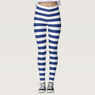 Lucky Point Blue and White Stripes Leggings