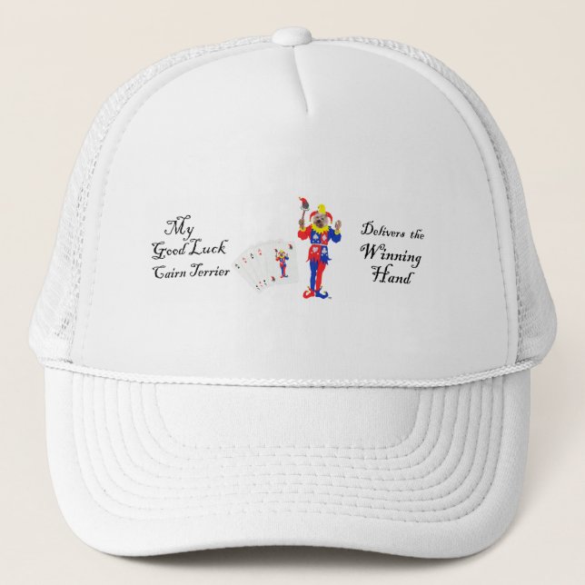 Lucky Poker Cairn Terrier Trucker Hat (Front)