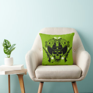 Lucky Poker Skull Cushion