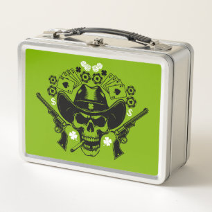 Lucky Poker Skull Metal Lunch Box
