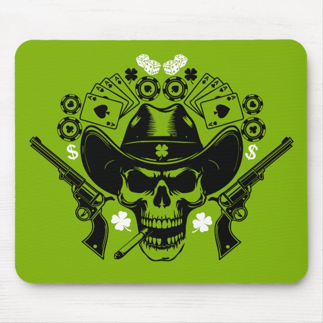 Lucky Poker Skull Mouse Mat (Front)