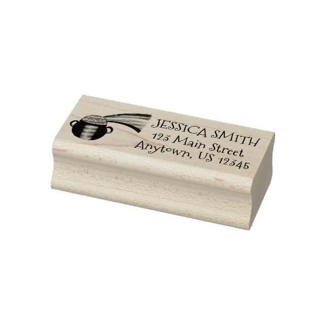 Lucky Pot of Gold End of the Rainbow Address Rubber Stamp (Stamp)