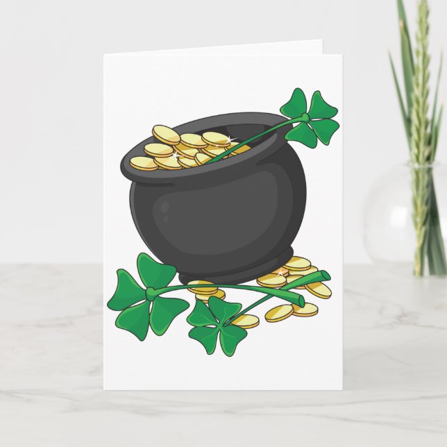 Lucky Pot of Gold Greeting Cards (Front)