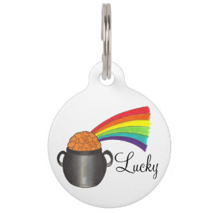Lucky Pot of Gold Rainbow Personalised Pet Dog Tag