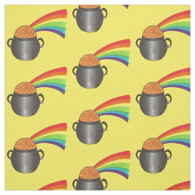 Lucky Pot of Gold Rainbow St. Patrick's Day Fabric (Swatch)