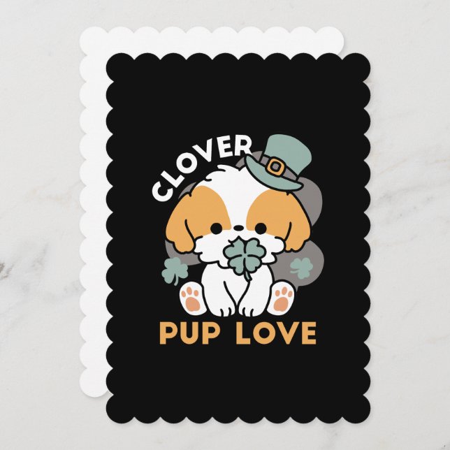 Lucky Pup with Clover – St. Patrick's Day Gift Invitation (Front/Back)