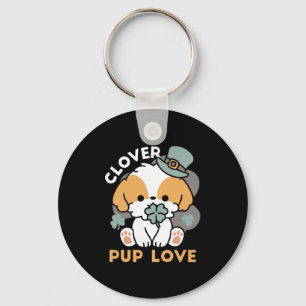 Lucky Pup with Clover – St. Patrick's Day Gift Key Ring