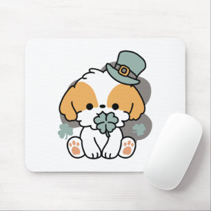 Lucky Pup with Clover – St. Patrick's Day Gift Mouse Mat