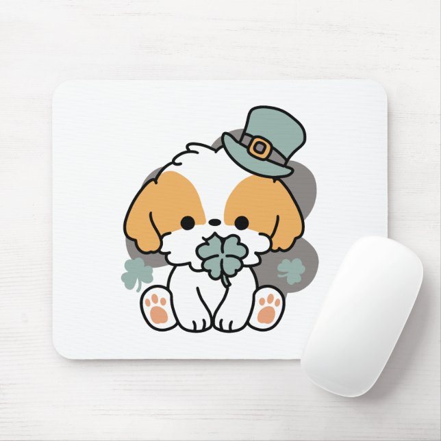 Lucky Pup with Clover – St. Patrick's Day Gift Mouse Mat (With Mouse)