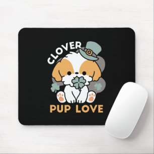 Lucky Pup with Clover – St. Patrick's Day Gift Mouse Mat