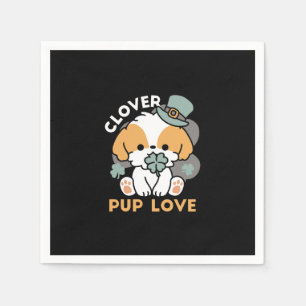Lucky Pup with Clover – St. Patrick's Day Gift Napkin