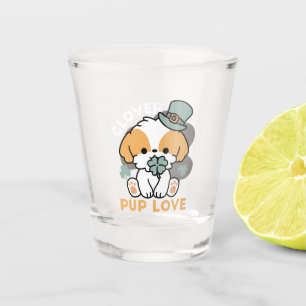 Lucky Pup with Clover – St. Patrick's Day Gift Shot Glass