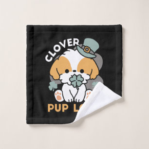 Lucky Pup with Clover – St. Patrick's Day Gift Wash Cloth