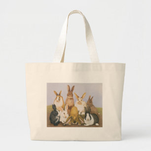 Lucky rabbits large tote bag