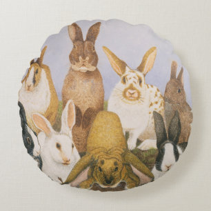 Lucky rabbits round cushion