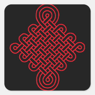 Lucky Red Chinese Knot Square Sticker