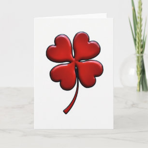 Lucky Red Clover Heart Card