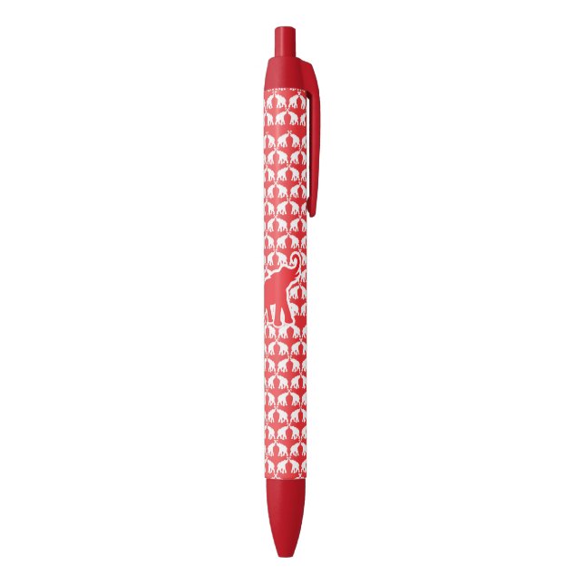 Lucky Red Elephant Black Ink Pen (Bottom (Vertical))