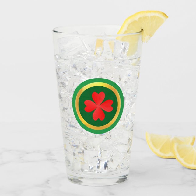 Lucky Red Four-leaf Clover Glass (Back Ice)