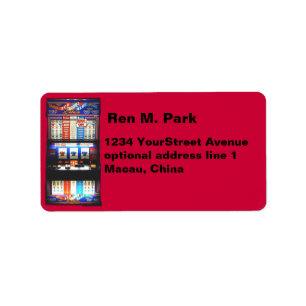Lucky Red Gambler Slot Machine Label