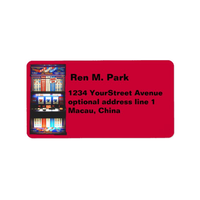 Lucky Red Gambler Slot Machine Label (Front)