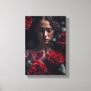 Lucky Red Rose Girl Canvas Print