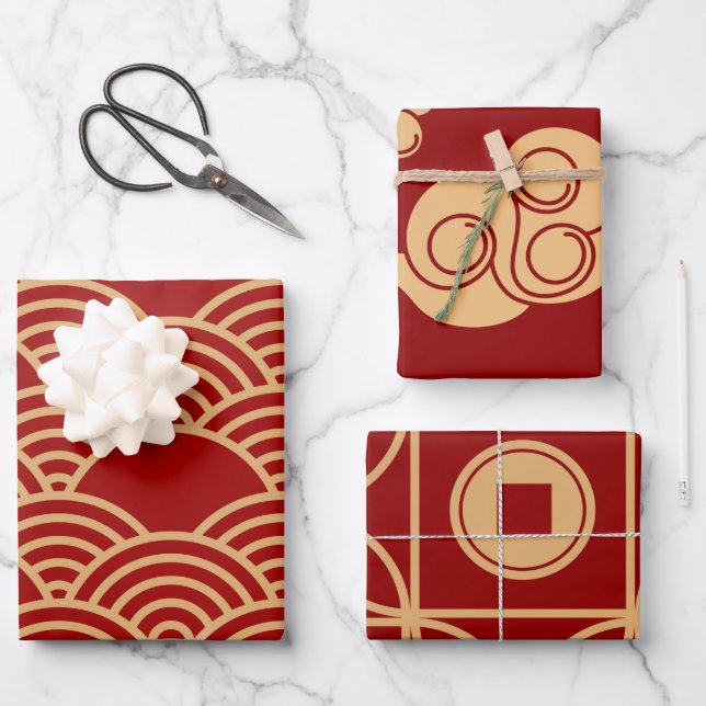 Lucky Red Wrapping Paper Sheet (Front)