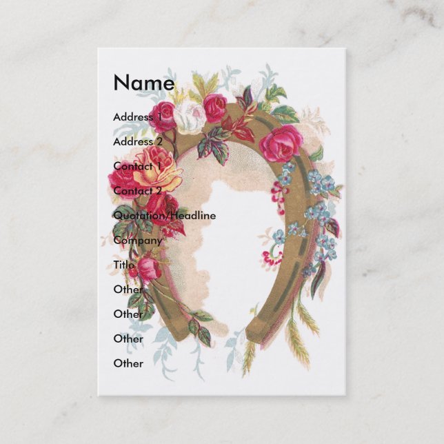 Lucky Roses Horseshoe Victorian Trade Card (Front)