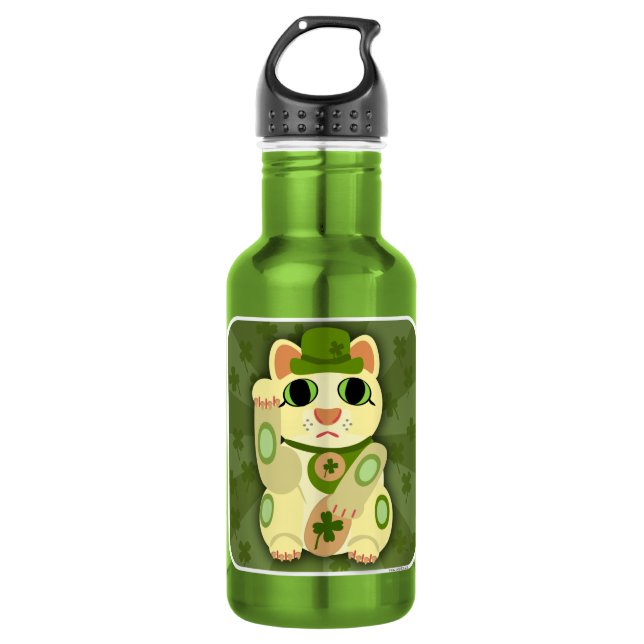 Lucky Saint Patrick's Day Cat 532 Ml Water Bottle (Front)