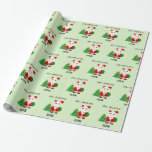 Lucky Santa Cat Wrapping Paper<br><div class="desc">Lucky cat dressed like Santa with a Christmas tree. Fun and unique Christmas gift bringing good luck to you. “Merry Christmas, ” and “Maneki Neko (Lucky Cat)” in Japanese.</div>