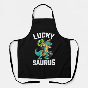 Lucky Saurus Dinosaur T Rex St Patrick's Day Apron