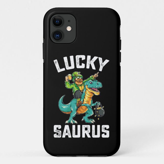 Lucky Saurus Dinosaur T Rex St Patrick's Day Case-Mate iPhone Case (Back)