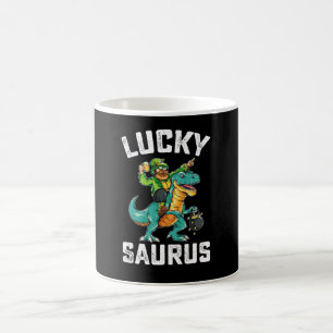 Lucky Saurus Dinosaur T Rex St Patrick's Day Coffee Mug