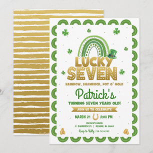 Lucky Seven Birthday Invitation St Patty's Day