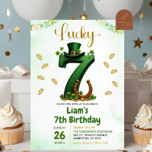 Lucky Seven St Patricks Day Birthday Invitation