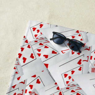 Lucky Sevens Diamonds And Hearts Poker Cards, Beach Towel