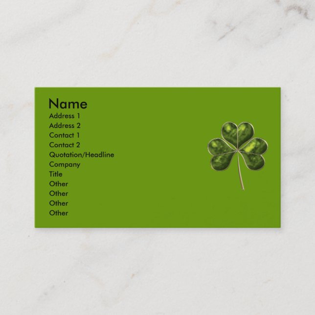 Lucky Shamrock 1A Business Card (Front)