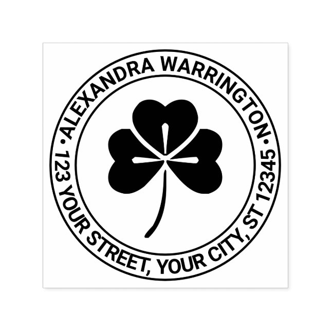 Lucky Shamrock #4 Name Return Address Self-inking Stamp (Design)