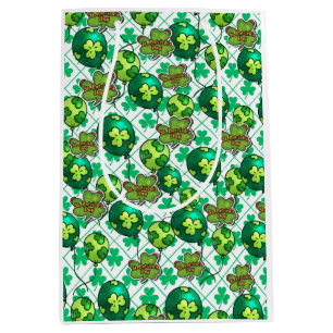 Lucky Shamrock Balloon St. Patrick’s Day Design 🍀 Medium Gift Bag