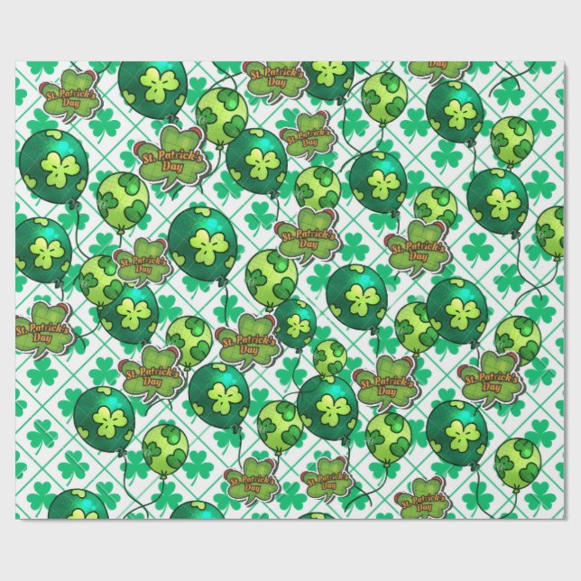 Lucky Shamrock Balloon St. Patrick’s Day Design 🍀 Wrapping Paper (Flat)