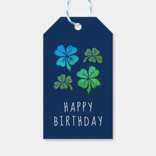 Lucky Shamrock Clover Happy Birthday Gift Tags