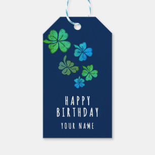 Lucky Shamrock Clover Happy Birthday Gift Tags