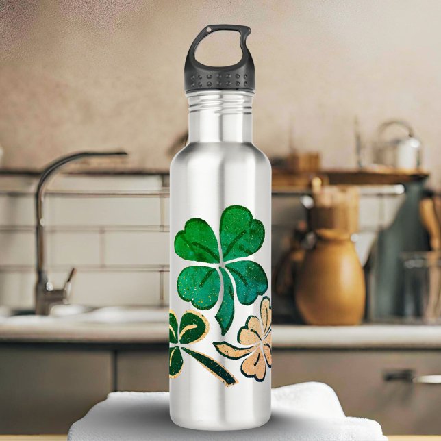 Lucky Shamrock Clover Happy St. Patrick`s day 710 Ml Water Bottle (Creator Uploaded)